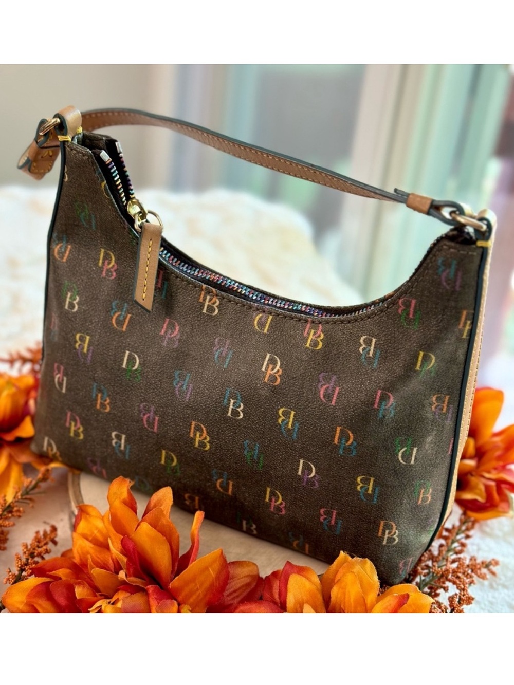 Vintage Dooney & Bourke Y2K Rainbow Monogram Mini Hobo Bag